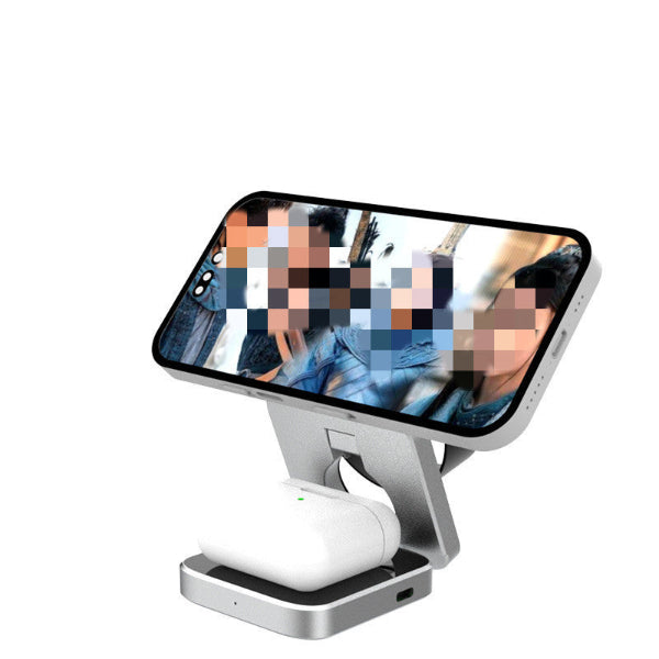Phone holder with a smartphone on a white background